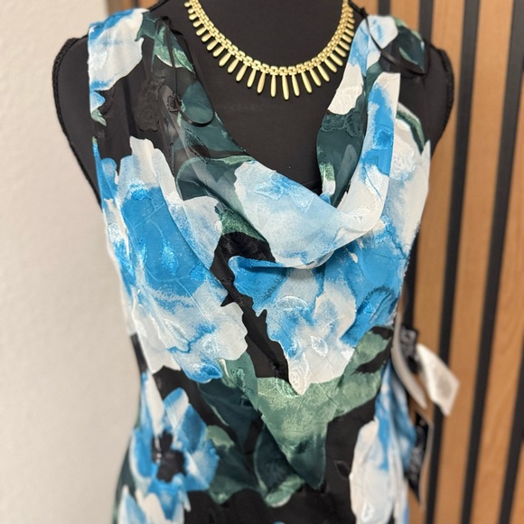 Alex Evenings Blue & Teal Floral Maxi Dress with Shawl - Picture 4 of 10